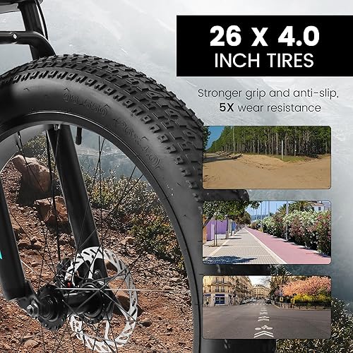 Ecarpat 26x4 Inch Full Suspension Mountain Bike, 21 Speeds Dual Disc Brake,  Men Women Steel Mountain Bike, Adu