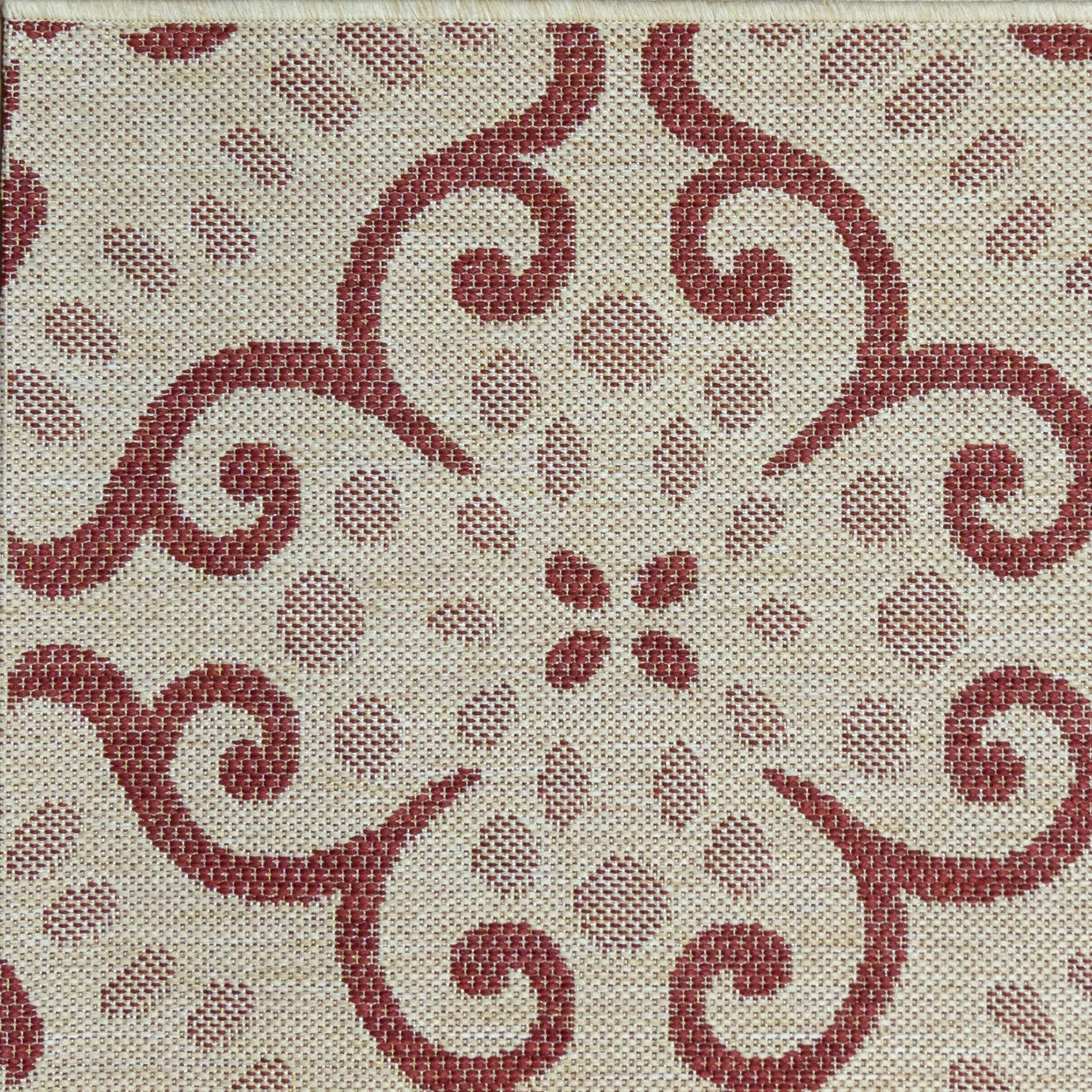 Gertmenian 22019 Outdoor Rug Freedom Collection Nautical Themed Smart Care Deck Patio Carpet 8x10 Large, Floral Medallion Red Tan