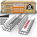 Under Desk Cable Management Tray - Under Desk Cable Organizers for Wire Management. Desk Cable Tray for Office and Home. Perf