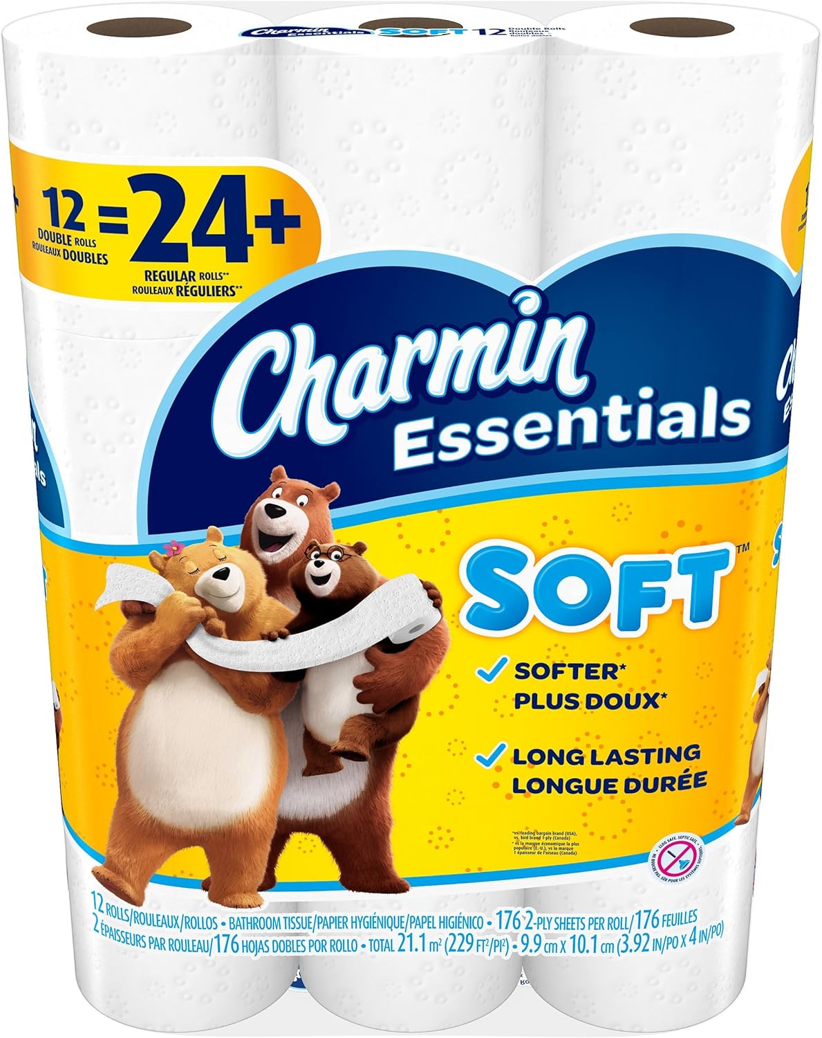 Charmin Essentials Soft Essentials 12 Double Rolls = 24 Regular Rolls: Health & Personal Care