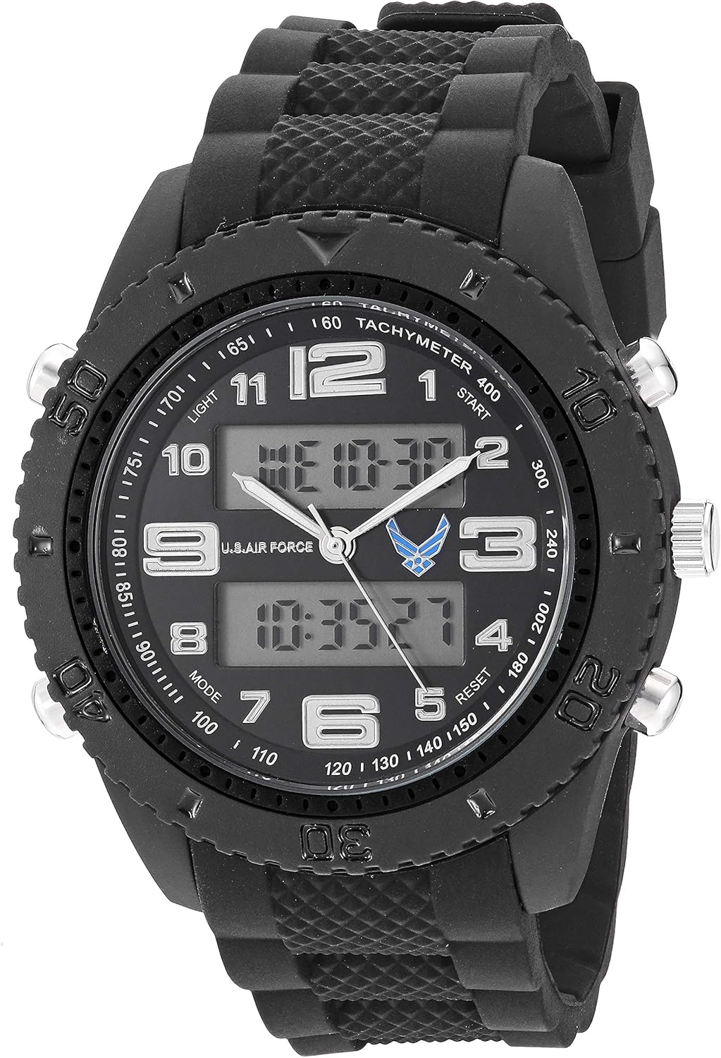 U.S. Military Men’s Analog-Digital Chronograph Black Silicone Strap Watch by Wrist Armor