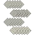 Elrene Home Fashions Everyday Casual Prints Assorted Fabric Decorative Cloth Napkins and Table Accessories, 17"x17", Set of 24, Gray, 24 Count