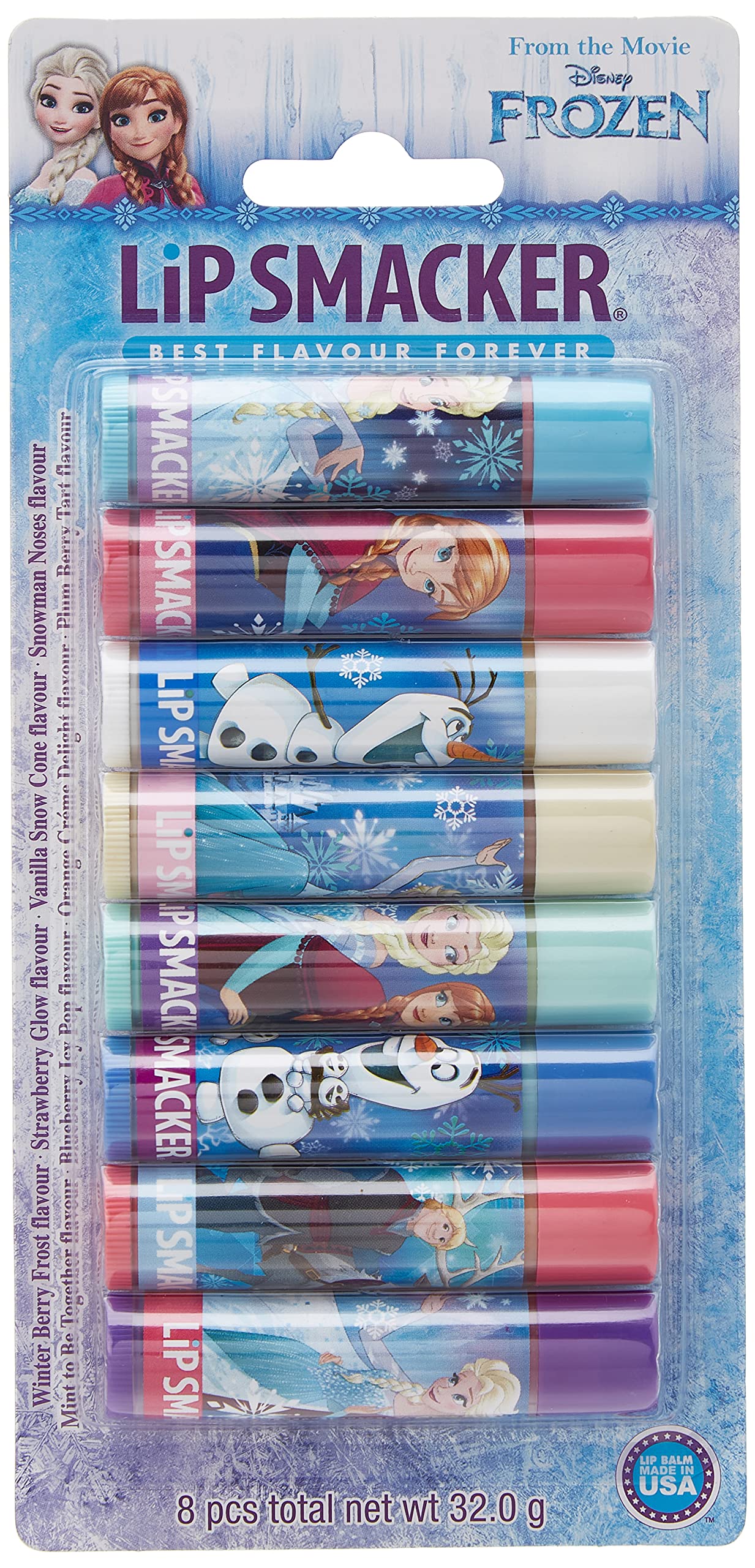 Lip Smacker - Disney Frozen Collection - Lip Balms for Kids - Lip Gloss for Girls in 8 Different Flavours, Ideal for Parties - Party Pack of 8, 24130
