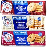 Voortman Sugar Free Cookies - Variety Pack - Oatmeal (1, 8oz packs) - Iced Almonette (1, 8oz) - Pecan Shortbread (1, 8oz) - Made with Real Ingredients - 3 Packs Total