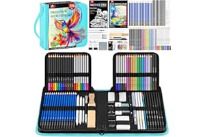 106 PCS Art Supplies Sketching Kit, Pro Drawing Pencils with 3-Color Sketchbook, Coloring Book, Colored Graphite Charcoal Wat