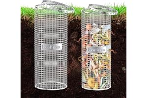 EcoBrisa 2pack Underground Worm Composting Bin Inground Metal Compost Bin for Recycling Kitchen Food Waste Use in Outdoor Garden Vegetable Patch Backyard, with Holes and Lid, Sliver