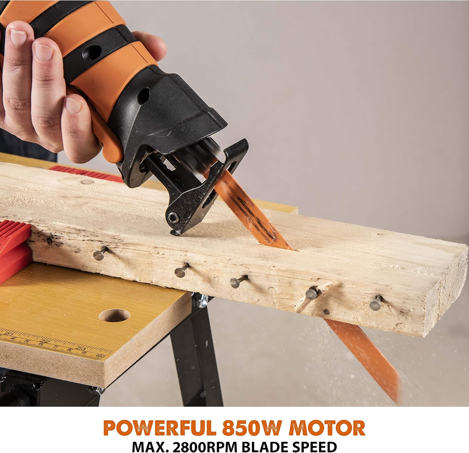 Evolution Power Tools R230RCP Reciprocating Saw with 4 Multi-Purpose Bi-Metal Blades, 230 V, Orange, Corded - Image 3