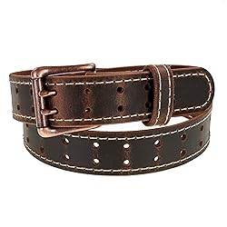 Men’s Classic Leather Belt, Double Prong Retro