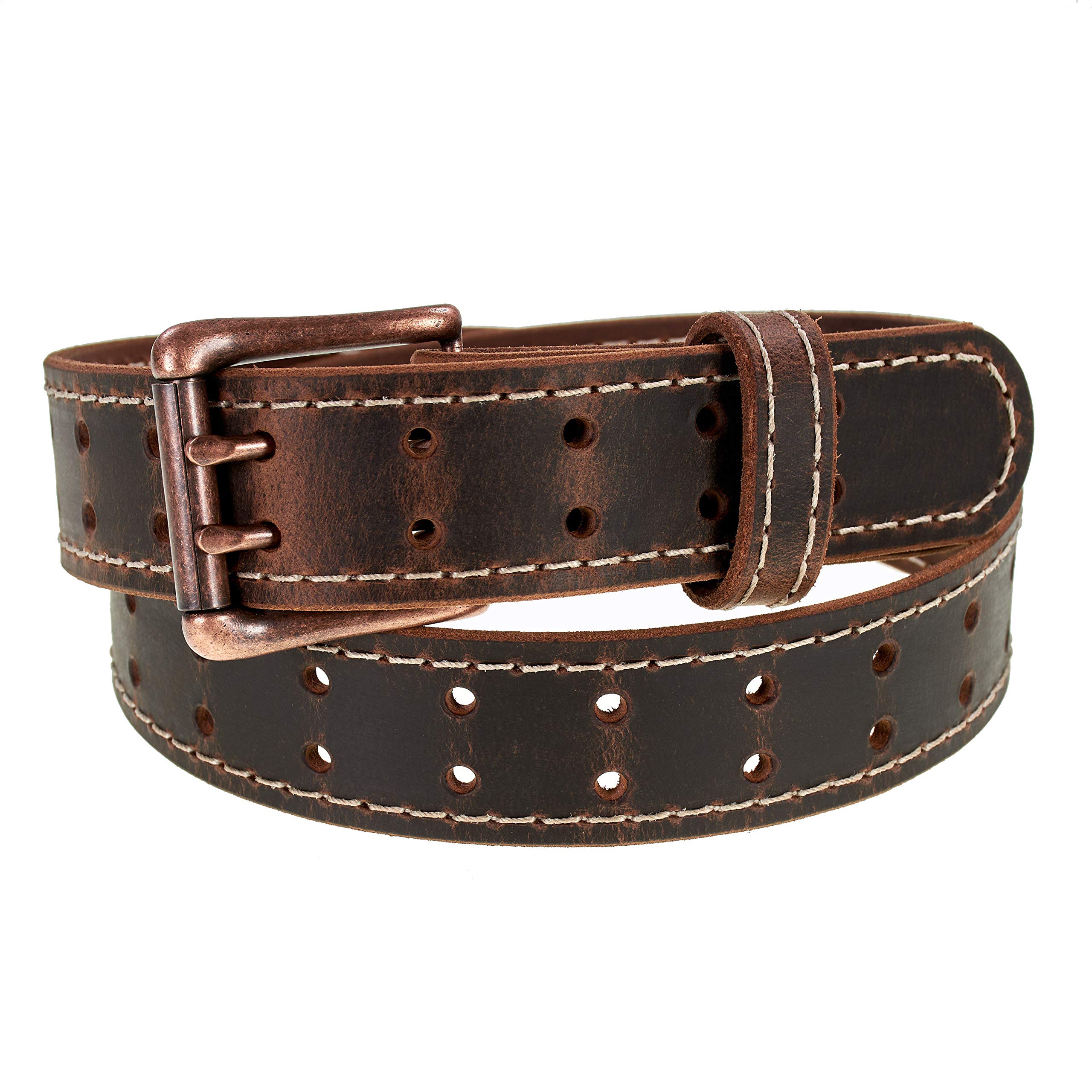 Men’s Classic Leather Belt, Double Prong Retro