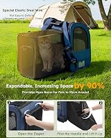 Pecute Cat Carrier Dog Backpack Expandable Portable Breathable Rucksack Blue view 3