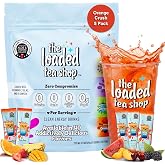 The Loaded Tea Shop Energy Drink Mix Sticks, Orange Crush Collection 5 Pack, Sugar-Free, Zero Calories, 200mg Natural Caffeine, No Artificial Colors/Flavors, Powder Packets w/ B Vitamins - Energy Drink Alternative
