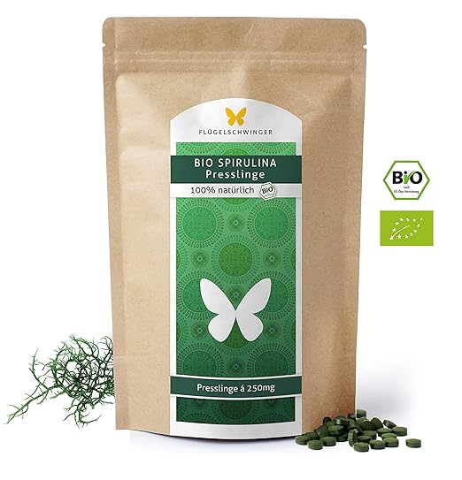 500g BIO-Spirulina-Presslinge, 2000 Tabletten 'a 250mg, DE-ÖKO-012, Rohkostqualität, ohne Zusätze, schonende Verarbeitung bei