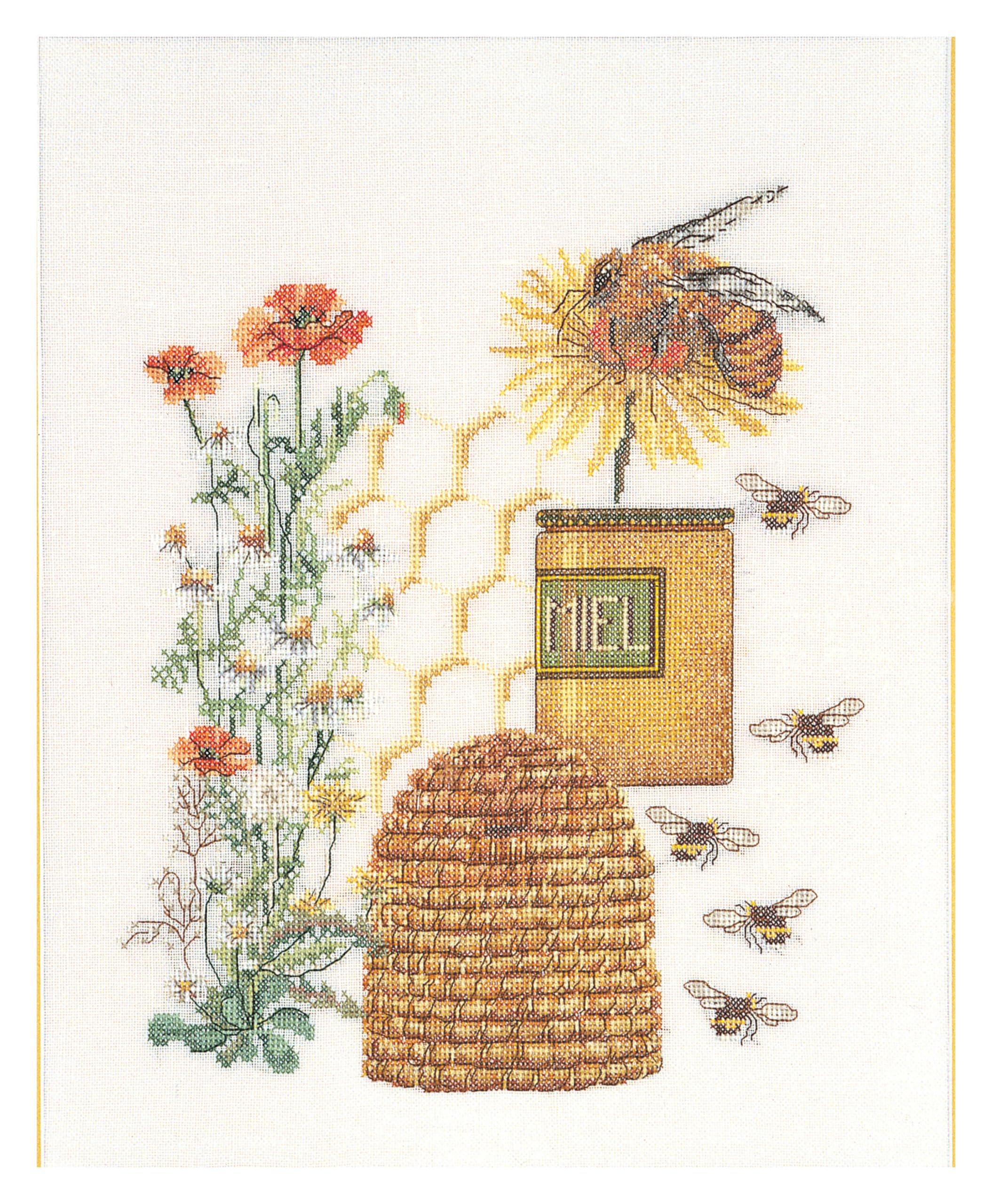 Thea Gouverneur Honey Sampler On Aida Counted Cross Stitch Kit-10.5-inch x 13.75-inch 16 Count
