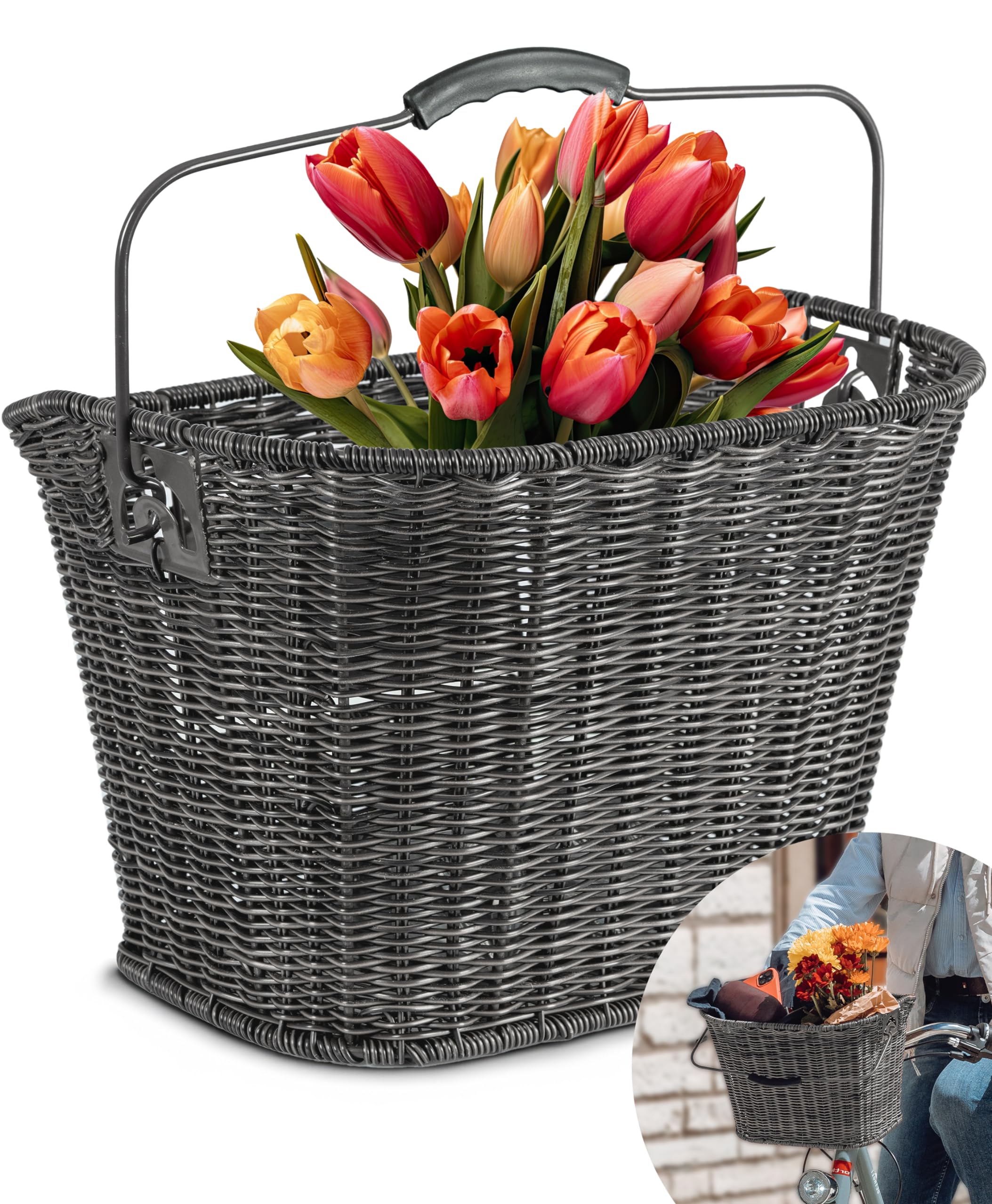 Büchel Unisex - Adult Bicycle Handlebar Basket - Grey