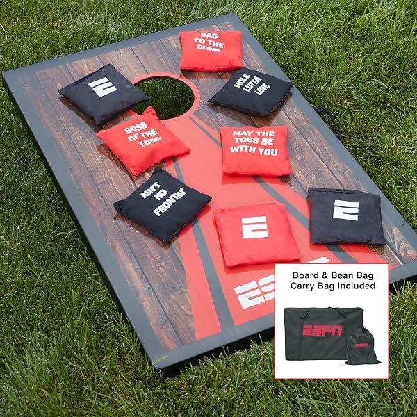 ESPN CORNHOLE BOARD SET INCLUDES CORNHOLE BAGS AND TRAVEL CASE, IDEAL FOR KIDS GAMES AND OUTDOOR GAMES (2X3)
