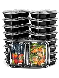 Ez Prepa [20 Pack] Meal Prep Containers with Lids - Food Storage Containers Bento Box Lunch Box Made of BPA Free Plastic, Stackable, Reusable, Microwavable, Freezer, and Dishw