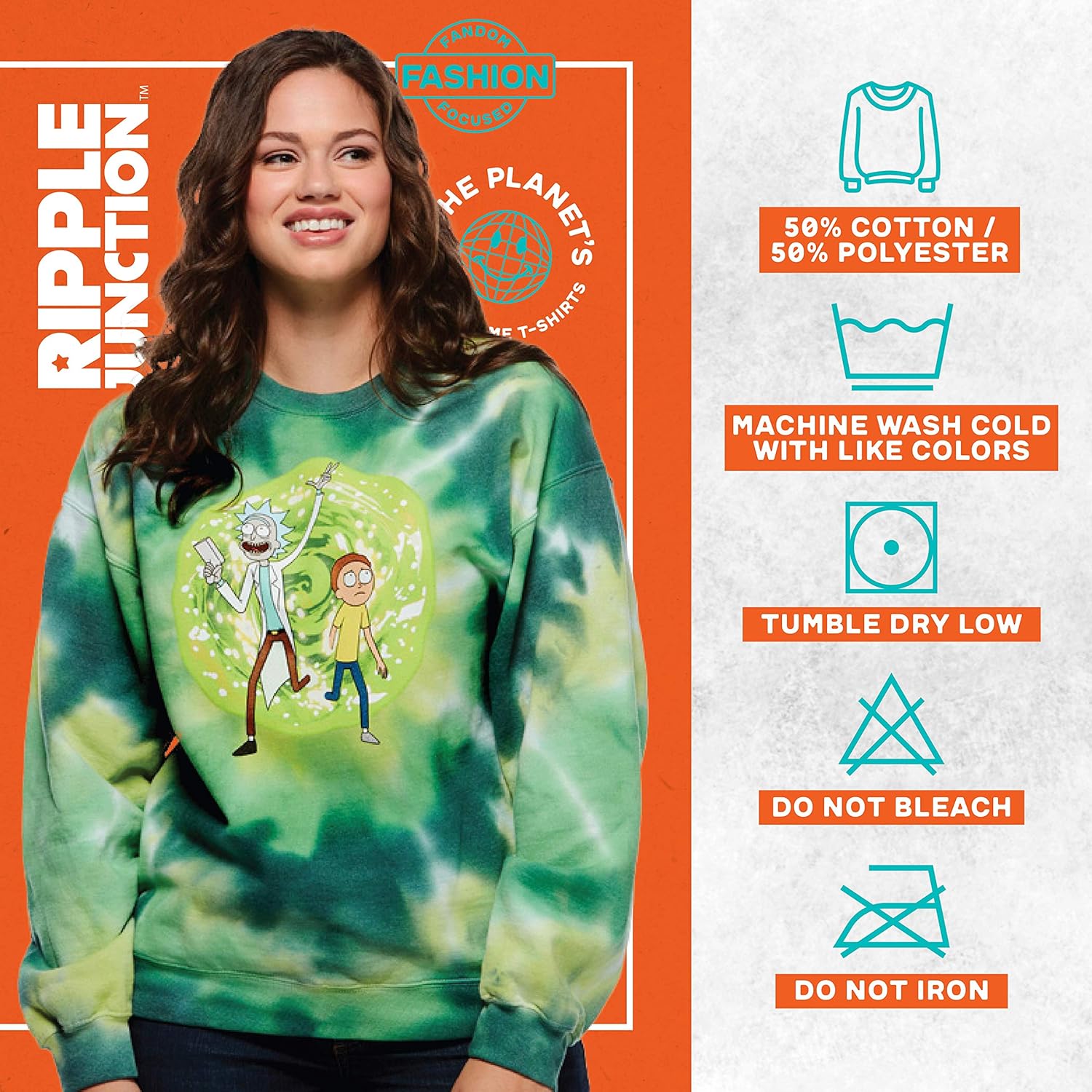 Ripple Junction Adventures of Rick and Morty Portal Adult Unisex Sweatshirt: Clothing