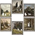 LANCHI95 6 Pcs 8x10in Halloween Decor, Ghost Decor, Halloween Wall Art Prints, Vintage Halloween Posters Decor, Cute Ghost Decor, Aesthetic Halloween Pictures Wall Decor for Bedroom (UNFRAMED)