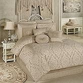 Touch of Class Traditional Grandview Jacquard Woven Damask Champagne Chenille Oversized Comforter Set Queen