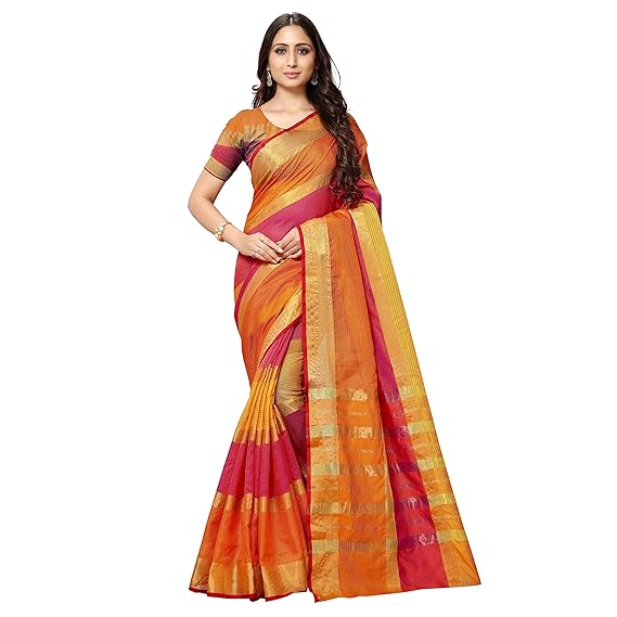 Women's Cotton Kota Doria Saree with Blouse Piece