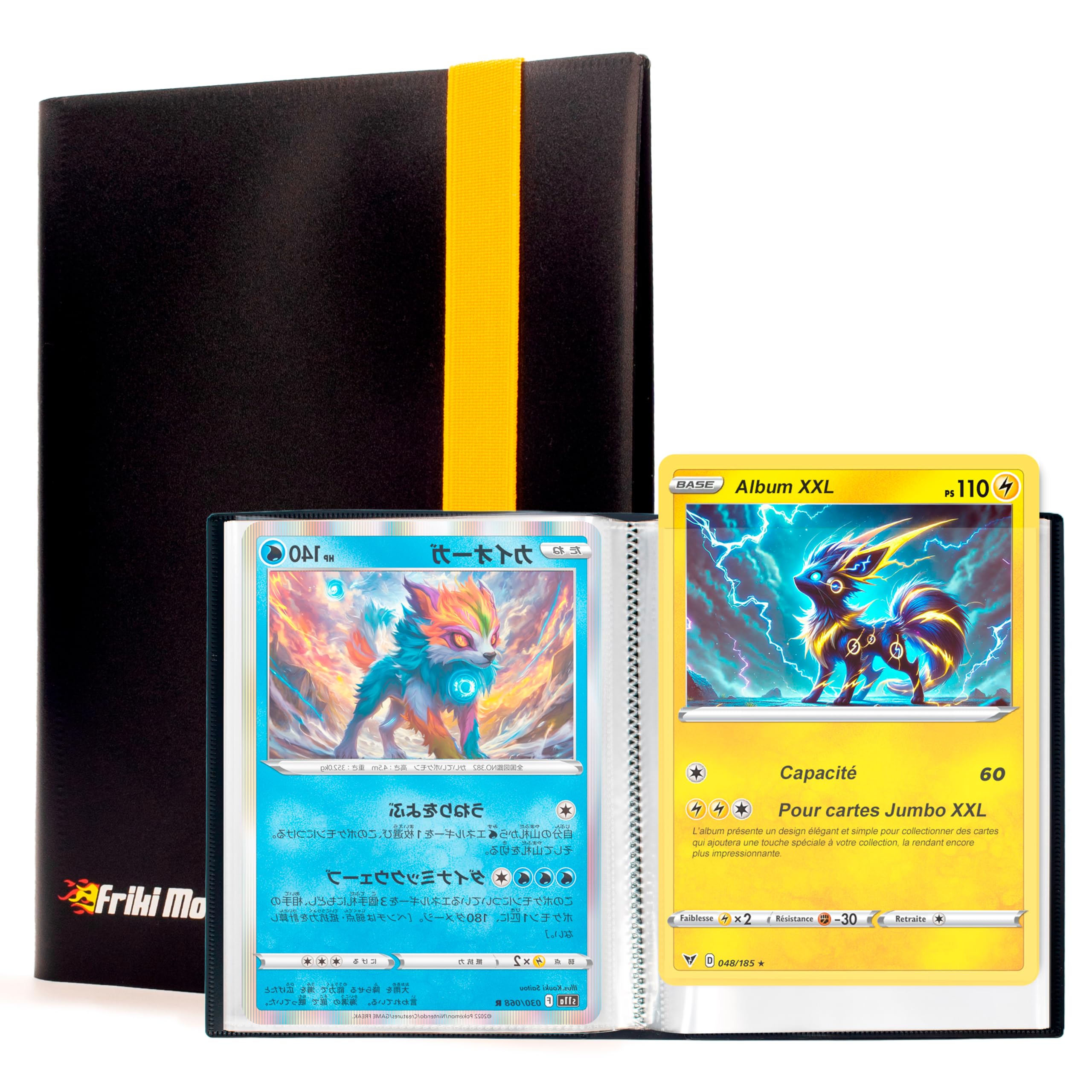 Jumbo XXL Collectible Card Album, album with capacity for 60 Genuine GX Promo Cards, VMAX, V or EX, 30 pages for Jumbo Cards, Album with transparent Sleeves Size 21.1x14.5cm (Black)