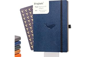 Dingbats* Wildlife Dotted Journal Notebook A5 - Vegan Leather Soft Cover, Ideal for Work, Travel - Pocket, Elastic Closure, B