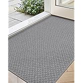Color&Geometry Thin Front Door Mat Indoor Entrance Non Slip Rubber Backed, 24"x36" Indoor Door Mats for Entryway, Dirt Trapper Doormat, Washable Front Door Rugs, Dark Grey (Rolled-up NO Creases)