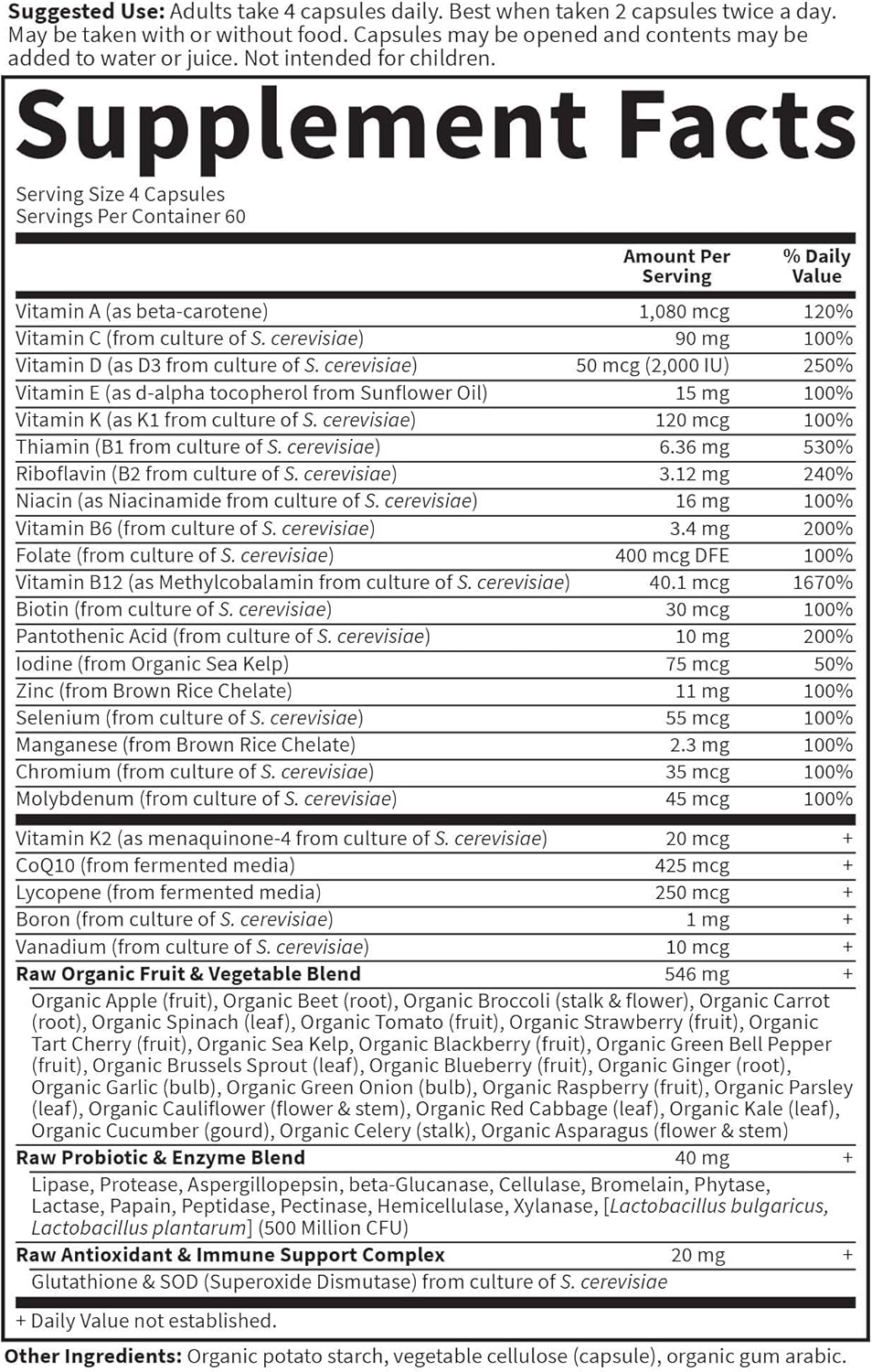 Garden of Life Multivitamin for Men - Vitamin Code 50 & Wiser Men's Raw Whole Food Vitamin Supplement with Probiotics, Vegetarian, 240 Capsules: Health & Personal Care