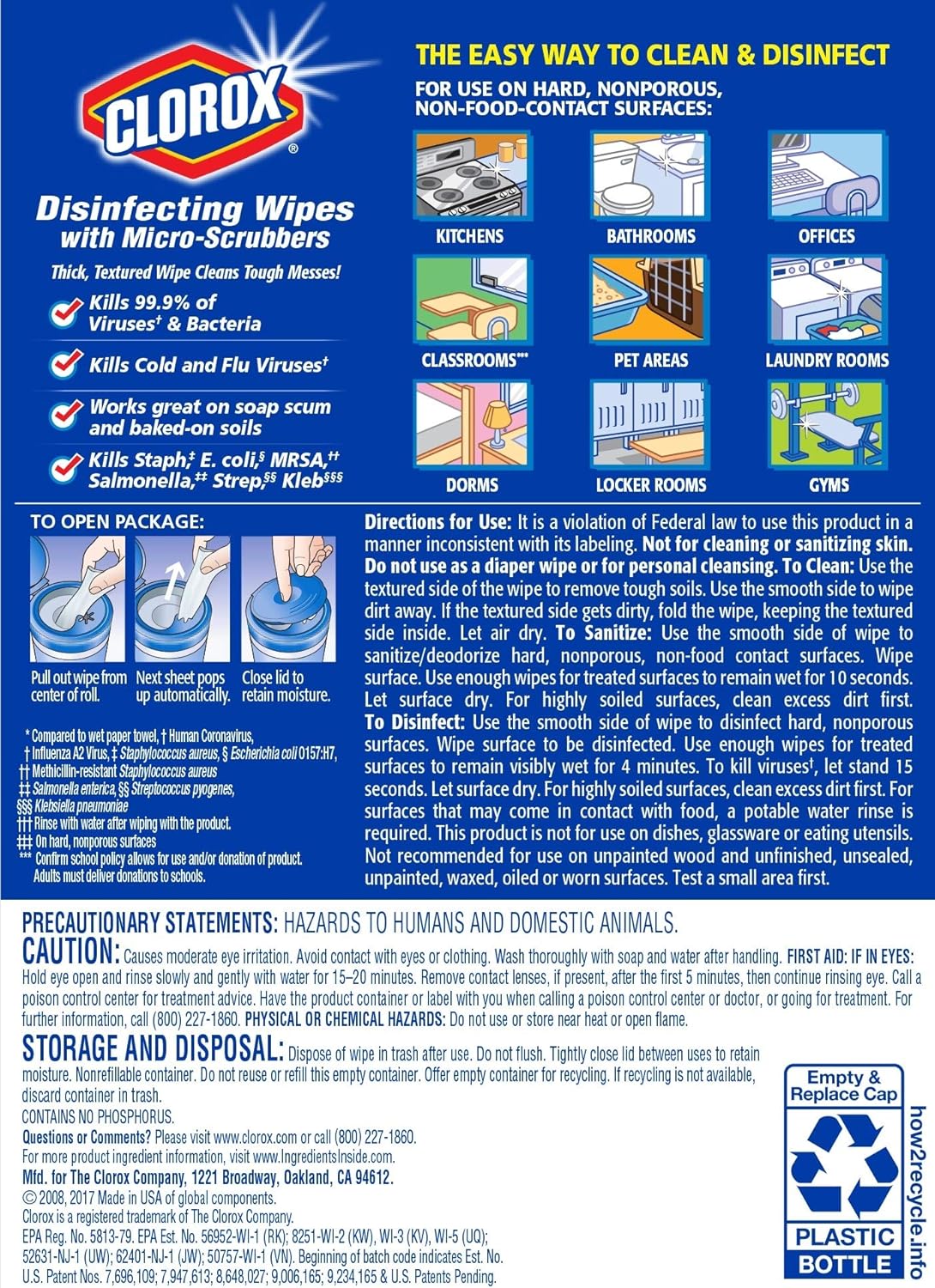 Clorox Disinfecting Wipes With Micro-scrubbers, Crisp Lemon, 70 Ct, Pack Of 3 (package May Vary): Health & Personal Care