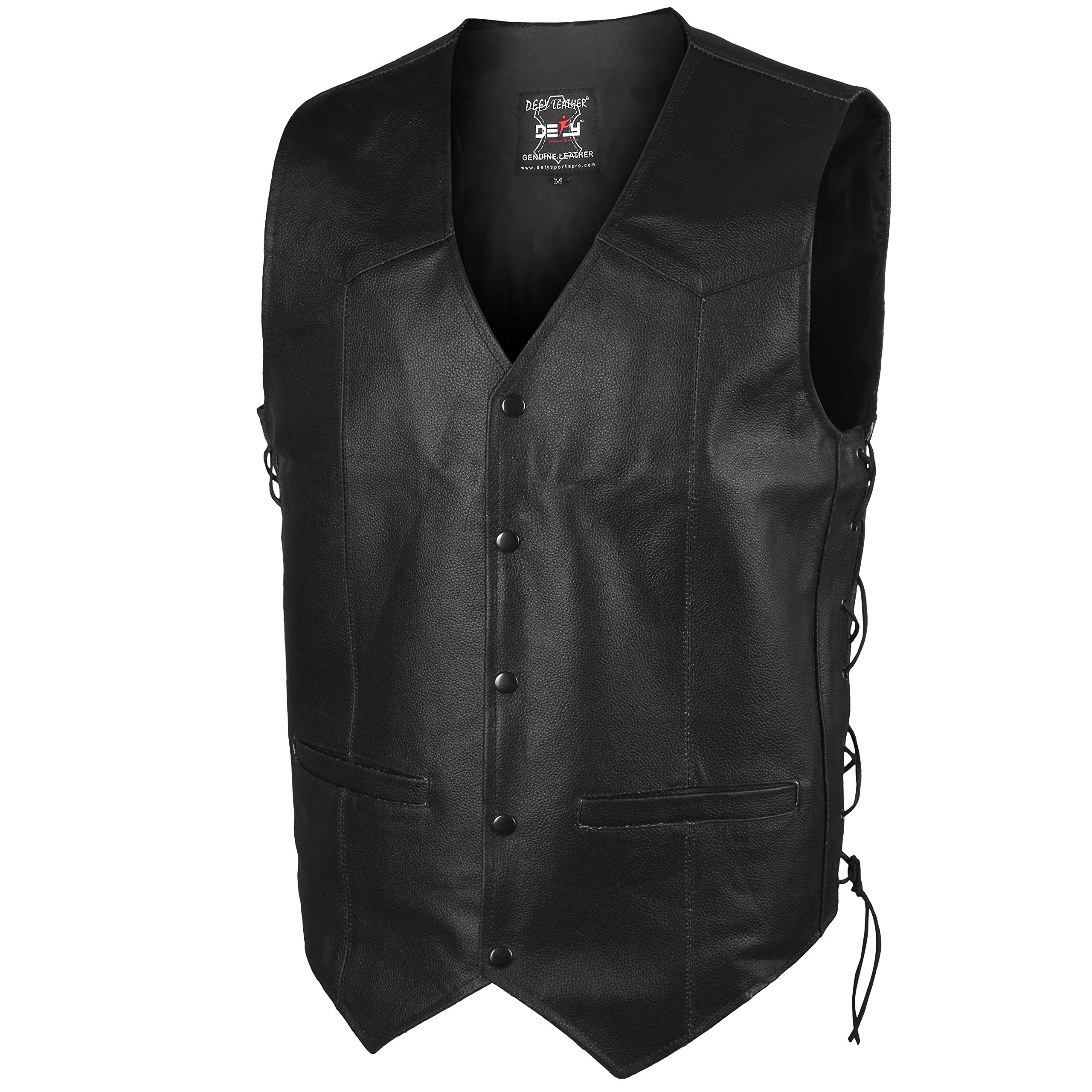 DEFY Leather Motorcycle Vests for Men Genuine Leather Biker Vest