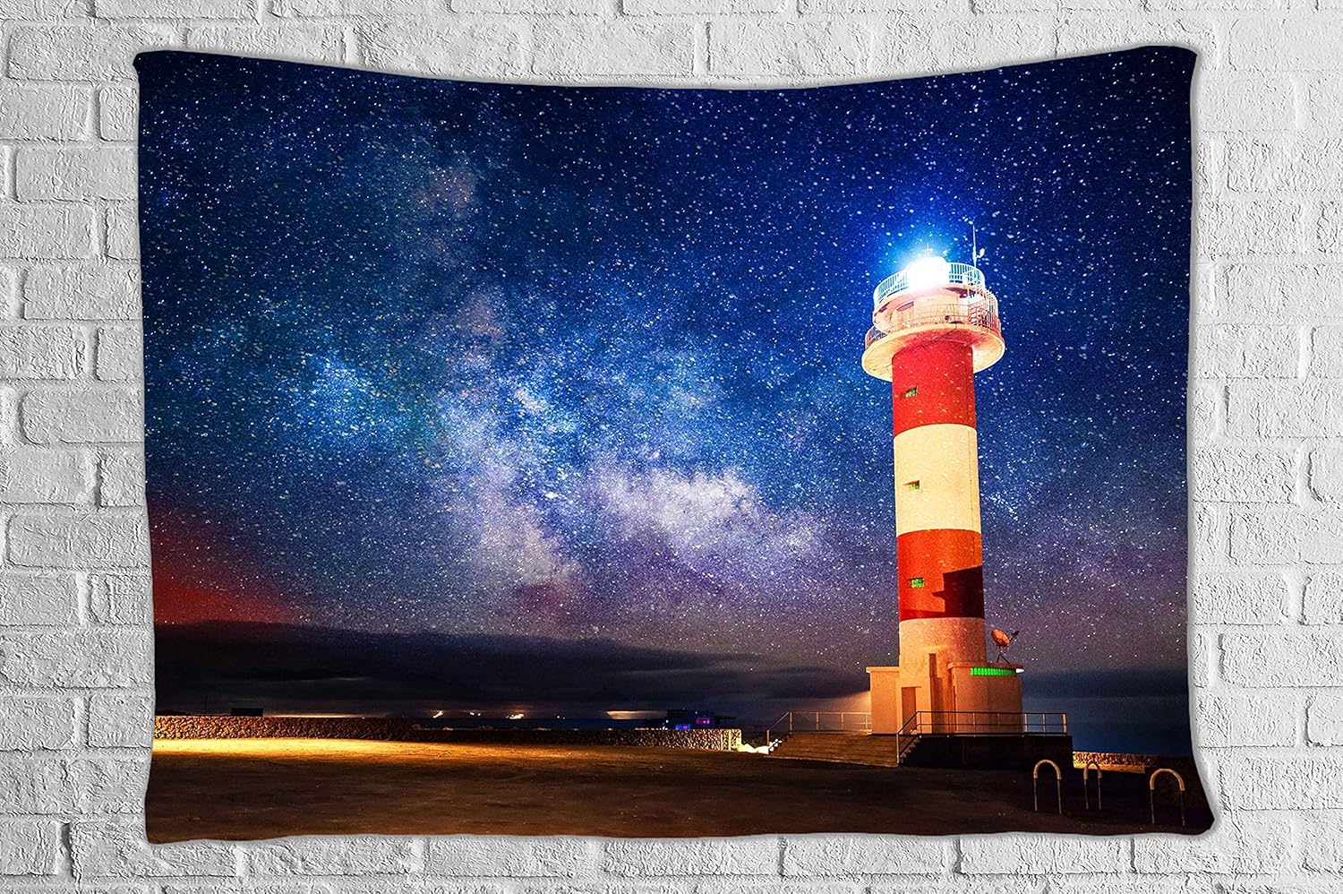 JOOCAR Lighthouse Tapestry Night Landscape Decorative Wall