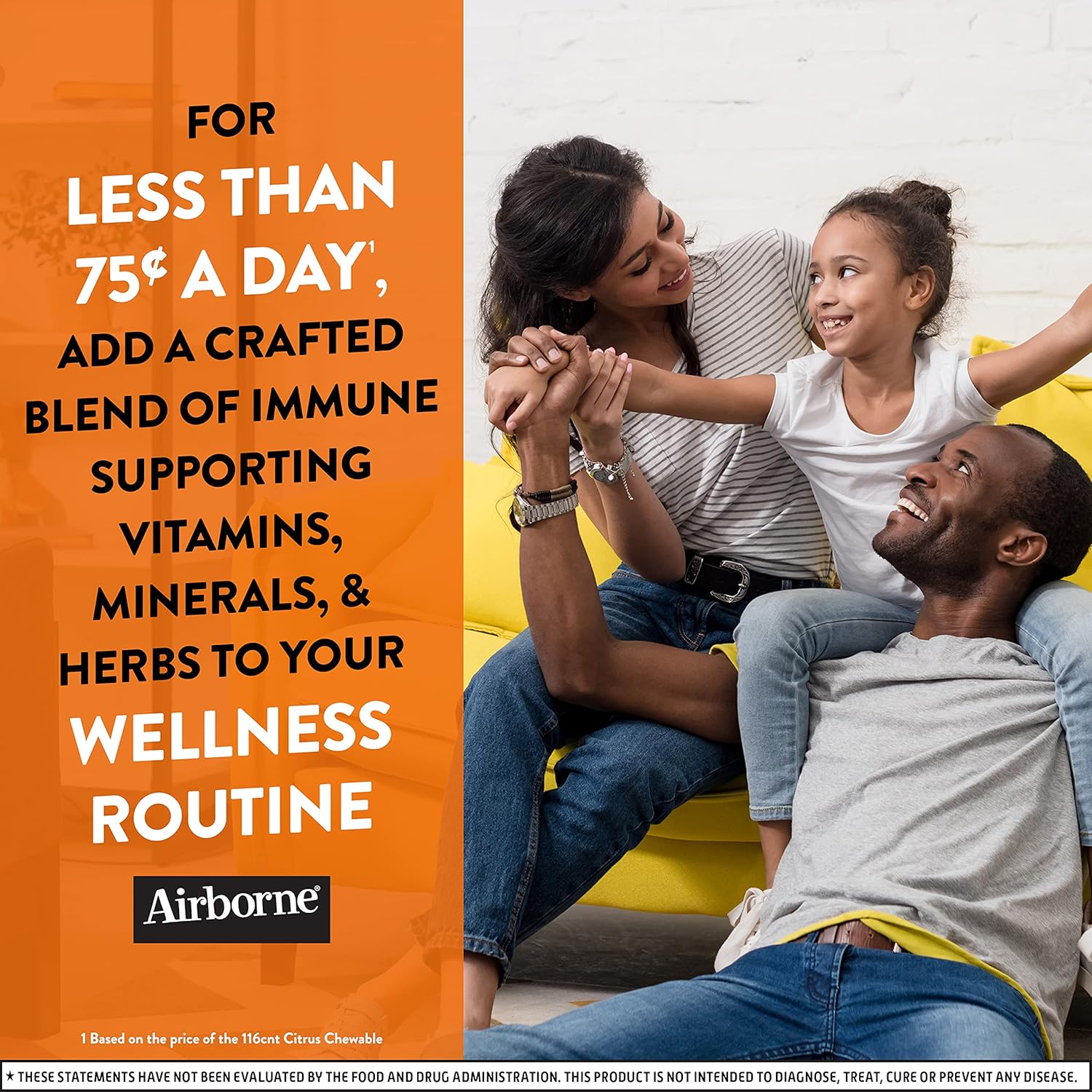 Airborne Vitamin C 1000mg (per serving) - Citrus Chewable Tablets (96 count in a box), Gluten-Free Immune Support Supplement With Vitamins A C E, Zinc, Selenium, Echinacea, Ginger, Antioxidants: Health & Personal Care