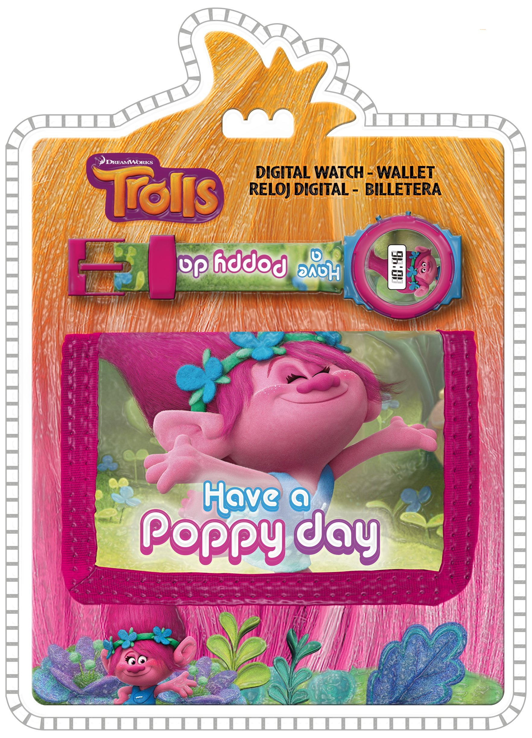 Trolls Have a Poppy Day' Kids Digital Watch and Wallet Set Coin Pouch, 25 cm, Multicolour