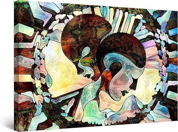 Startonight Impression Sur Toile Le Cercle De La Vie L Amour Pur Tableau Abstrait Decoration Murale Salon Moderne Image Sur Toile 80 X 120 Cm Amazon Fr Cuisine Maison