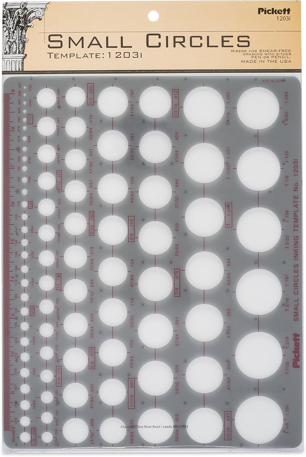 Pickett CHA1204I Circle Master Template, Range From 1/16 To 3 Inches in Diameter (1204I) : Artists Drawing Aids : Office Products