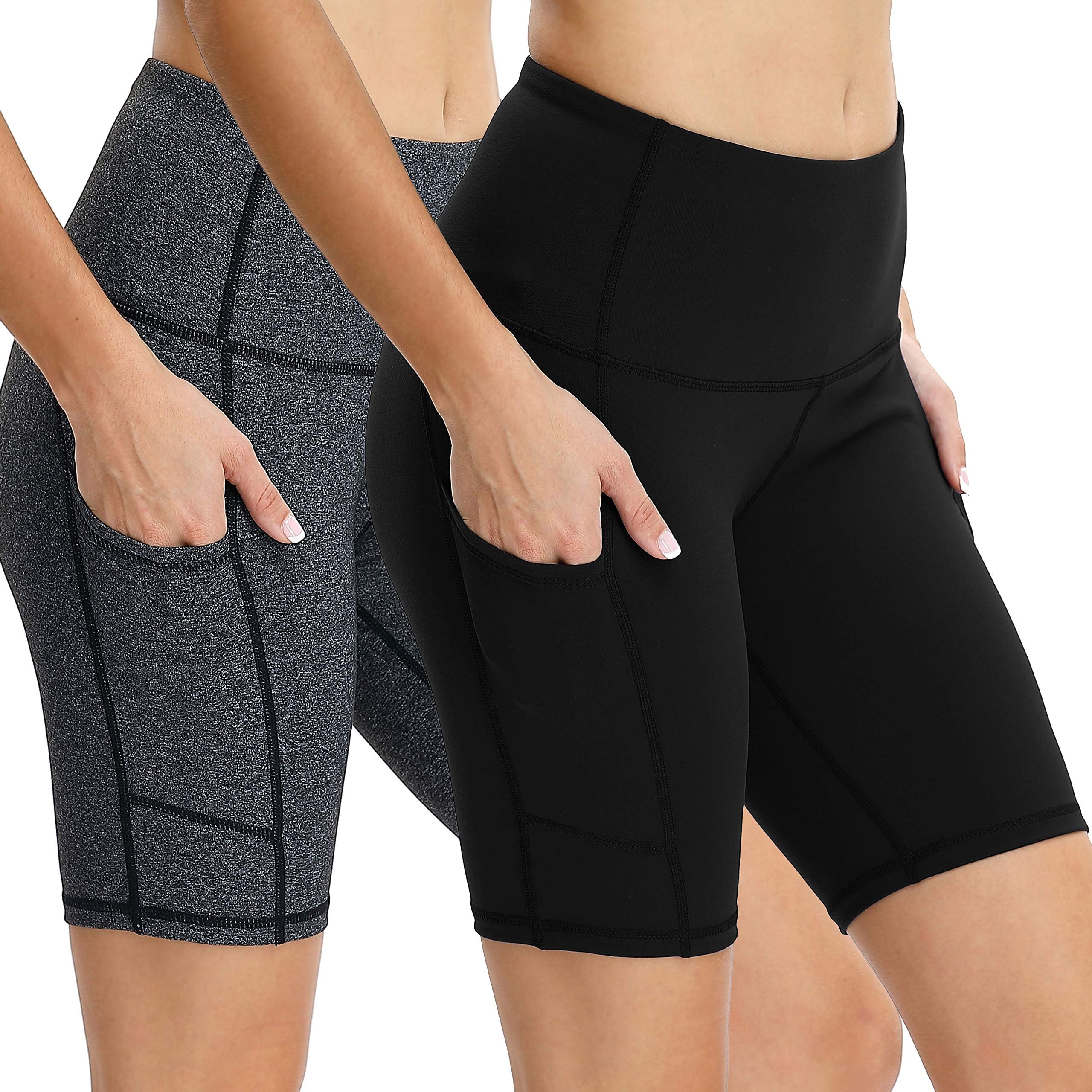 Vogyal Women's 8" Yoga Shorts High Waist Tummy Control Workout Running Shorts with 2 Pockets