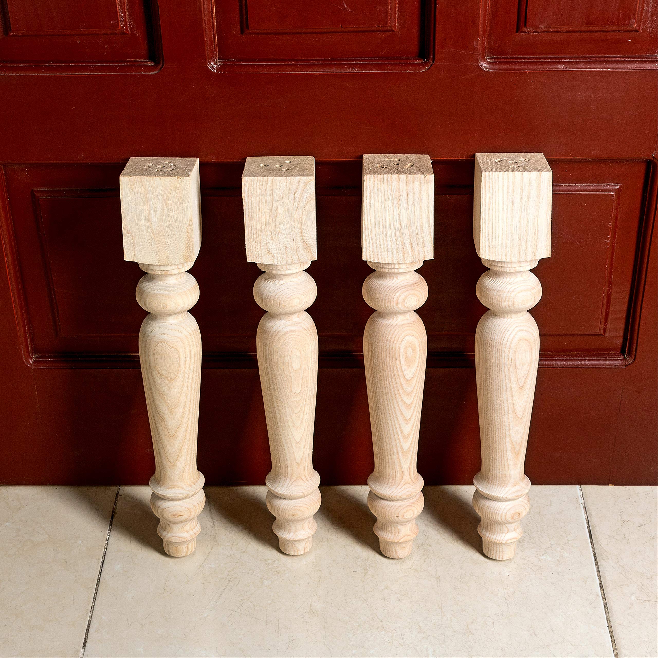Photo 1 of decorluxes Farmhouse Table Legs, Legs for Furniture Set of 4 Unfinished Wood Furniture | Dining Table Legs | Easy to Paint Any Color You Want (Furniture Legs 16 Inch)