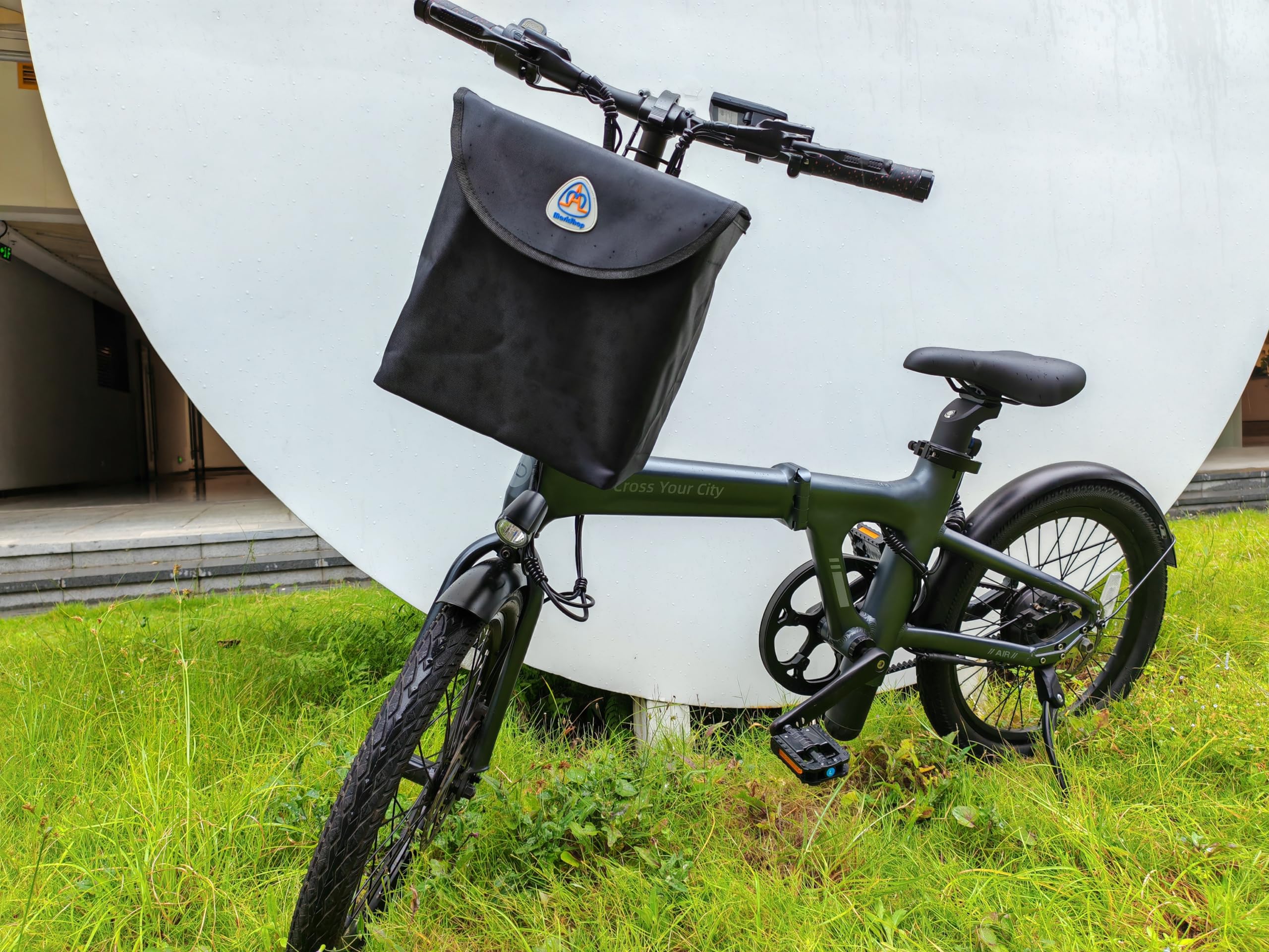 Markshop Bike Basket Front Adult – Assemble-Free, Easy Install, Waterproof Bicycle Basket with Lid, Large Capacity Foldable Fabric Basket for Bikes