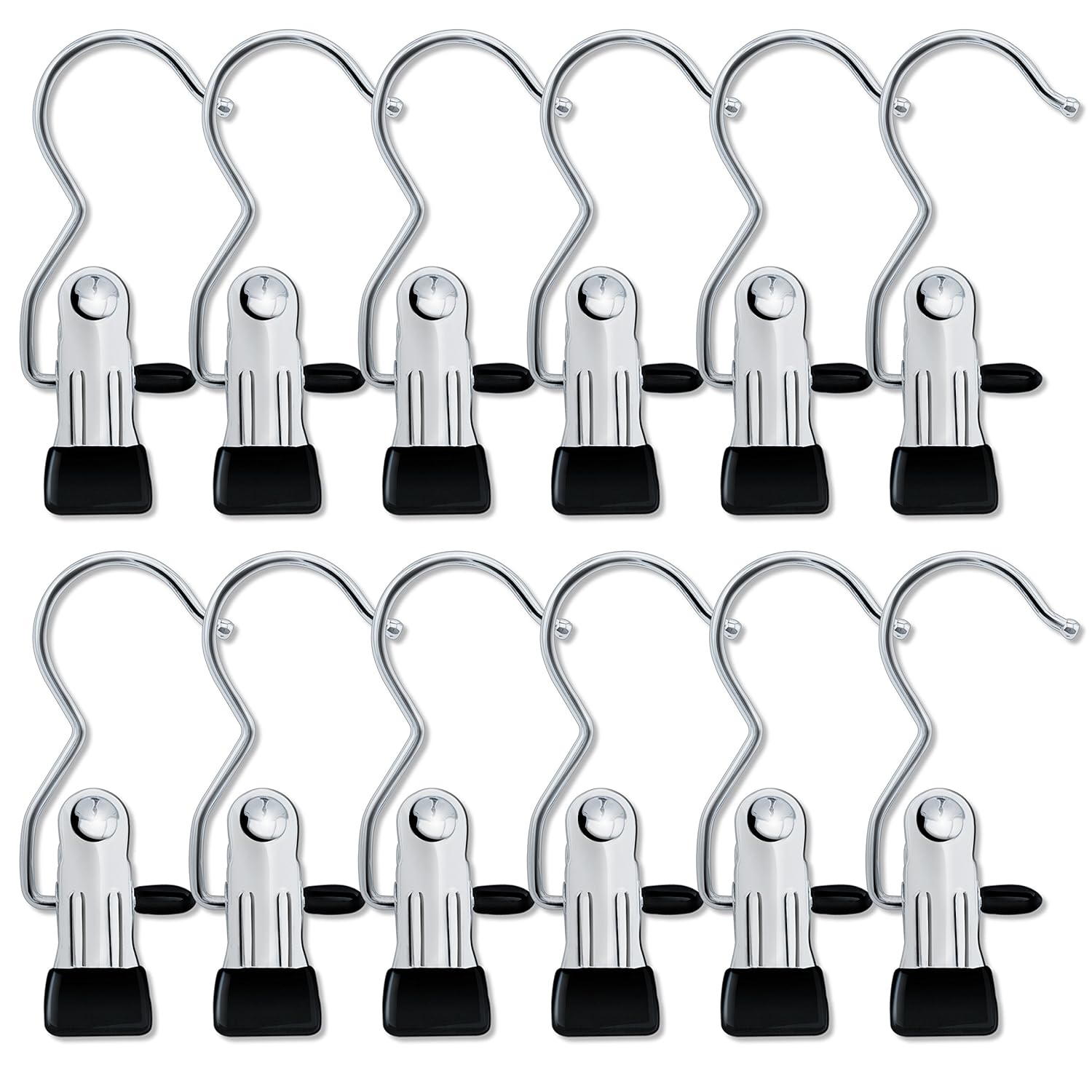 Ipow tragbare Wäschehaken, aus Edelstahl, für Kleidung silver-12pcs