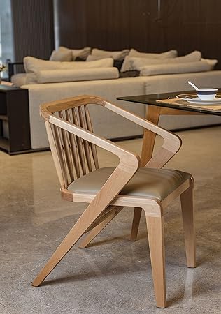 F9 Furnichair Striped Steam Beech Wood DC.POTRA Chair in Walnut Finish