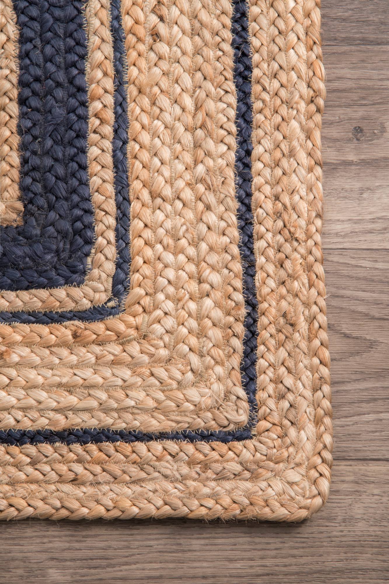 nuLOOM TADR04B Braided Rikki Border Jute Area Rug, 6' x 9' , Navy eBay