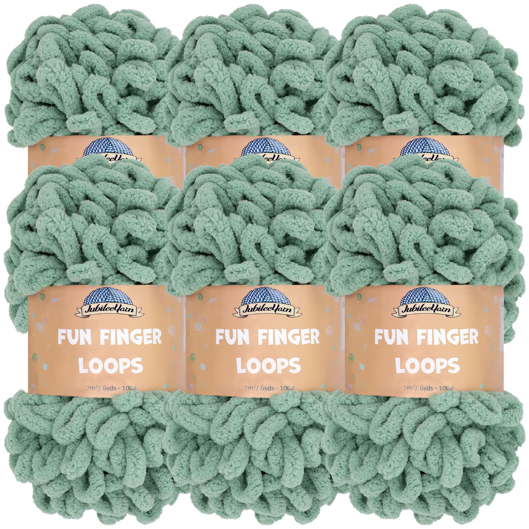 JubileeYarn Fun Finger Loops Yarn - Polyester Jumbo Weight Loop Yarn - 100g/Skein - Hunter - 6 Skeins — image 1