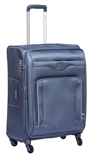 Delsey Baikal Polyester 65 Cm 4 Wheels Steel Blue Medium Soft Suitcase