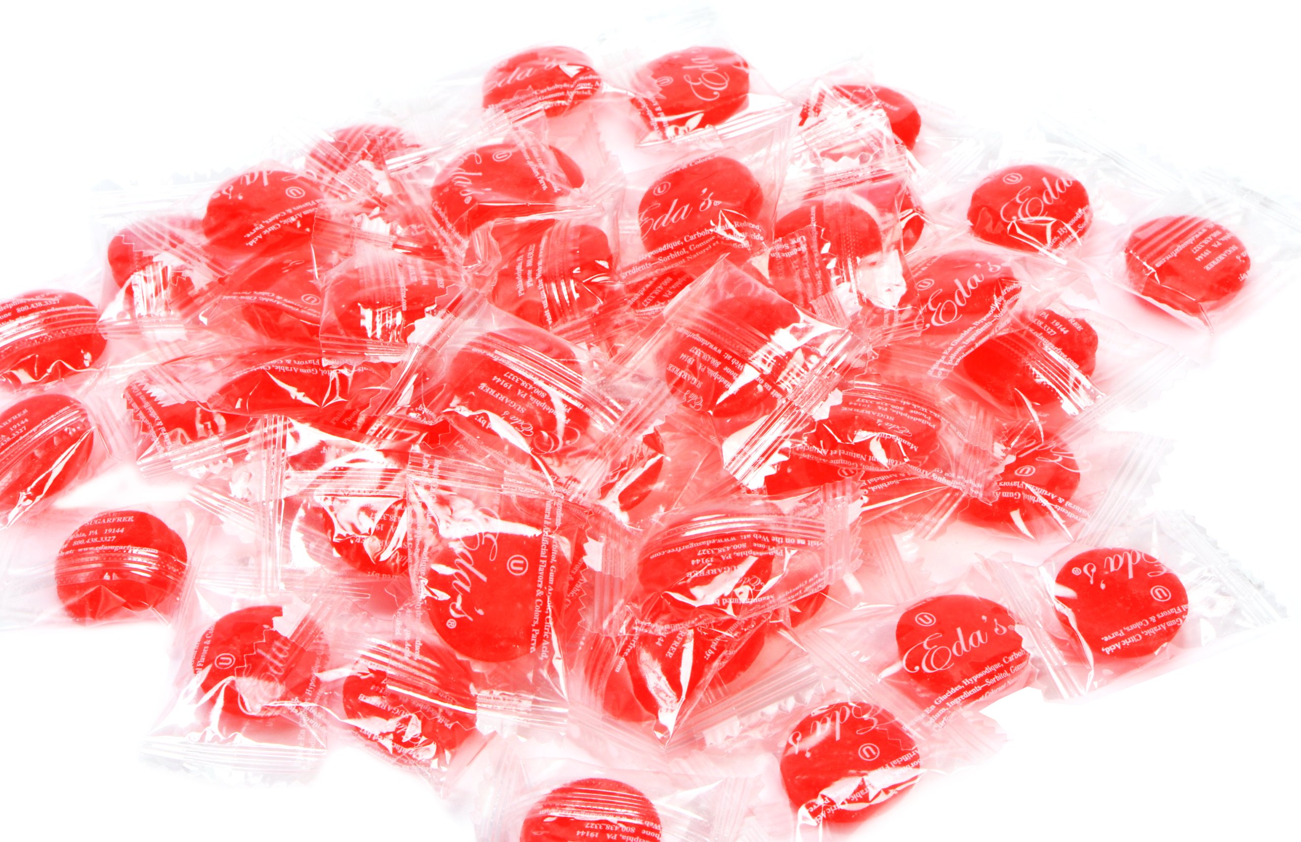 Eda's Sugar Free Cherry Hard Candy, individually wrapped, OU Parve, Uses Sorbitol