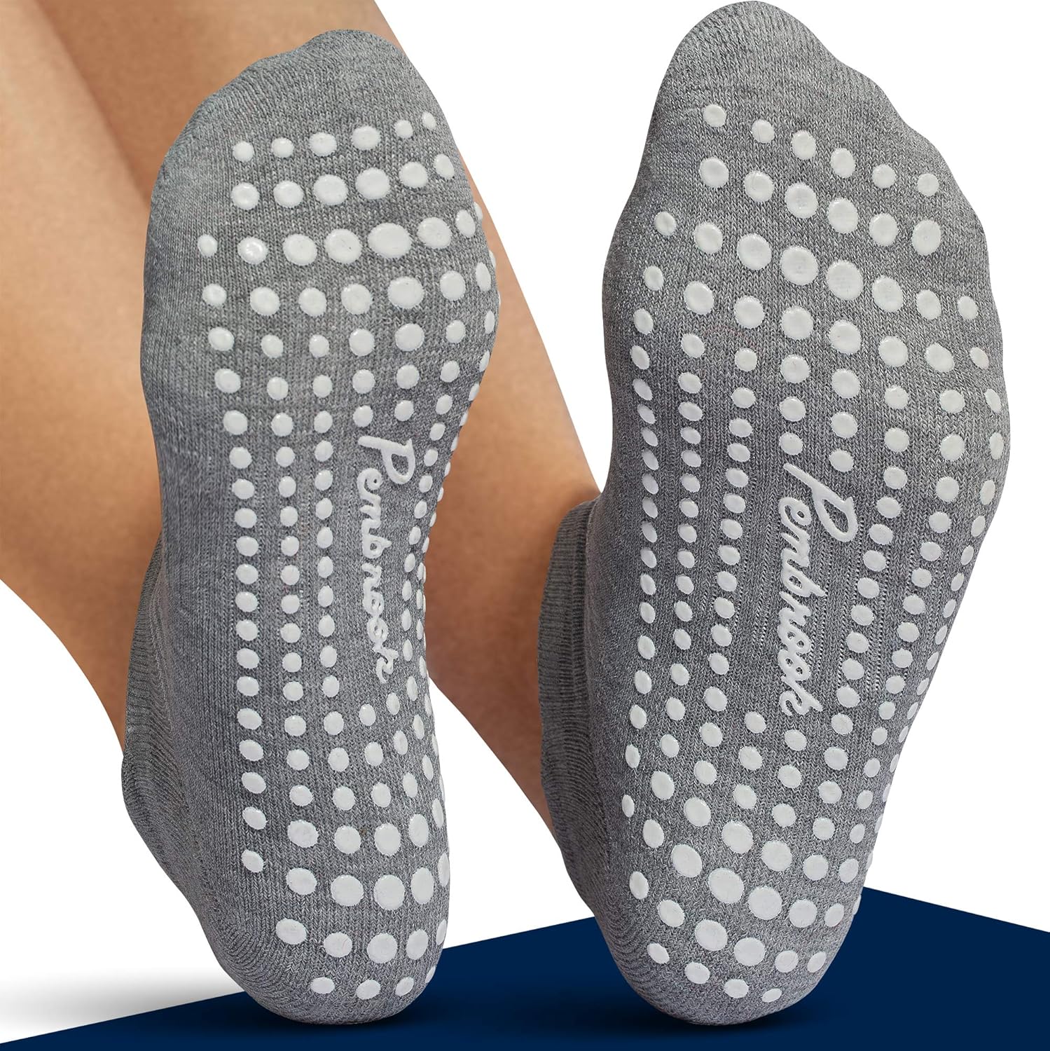Pembrook Grip Socks - Non Slip and Non Skid Hospital, Yoga, Barre, Pilates, Maternity, Ballet, Women & Men (6 Pairs): Clothing