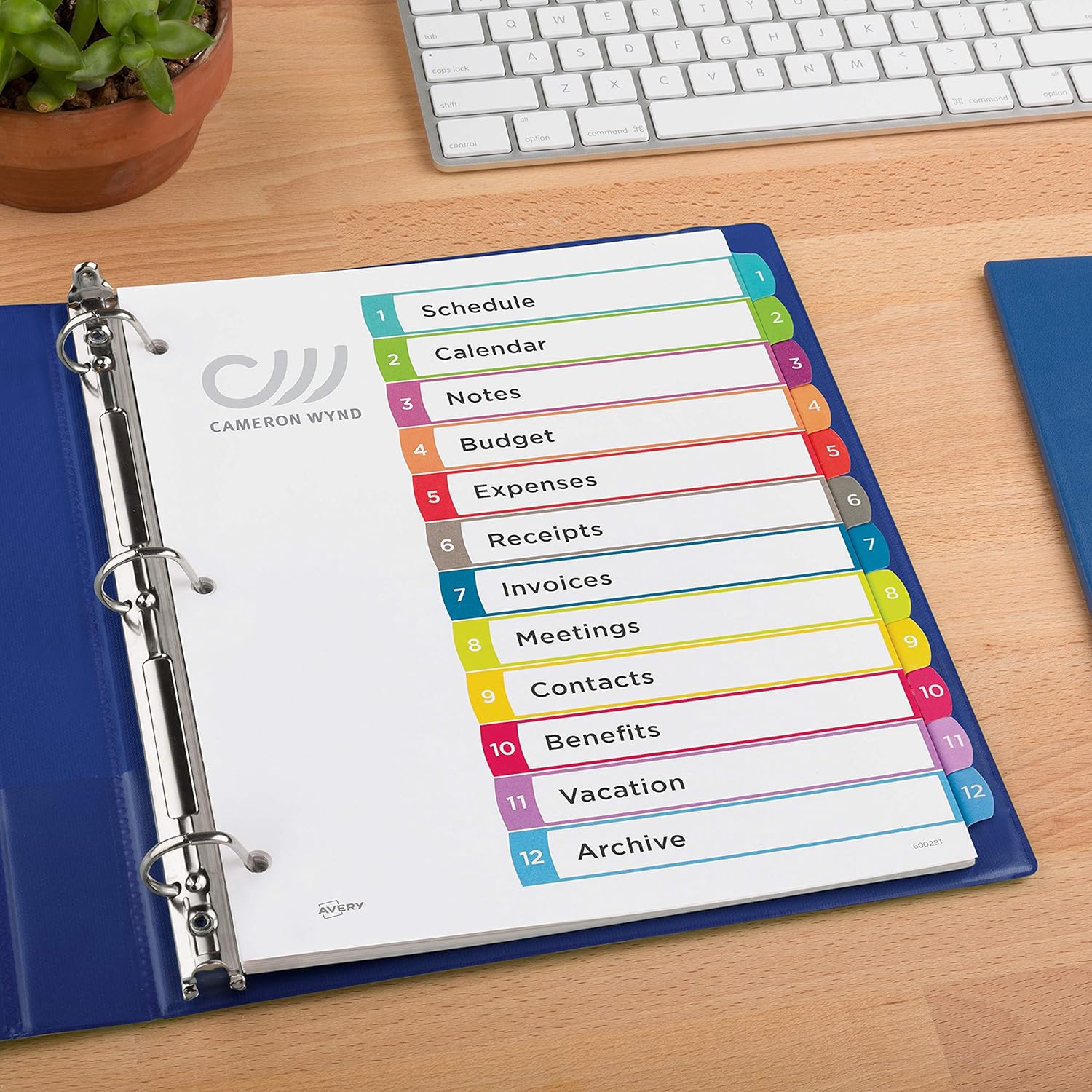 Avery 12 Tab Dividers for 3 Ring Binders, Customizable Table of Contents, Multicolor Tabs, 1 Set (11843) : Office Products