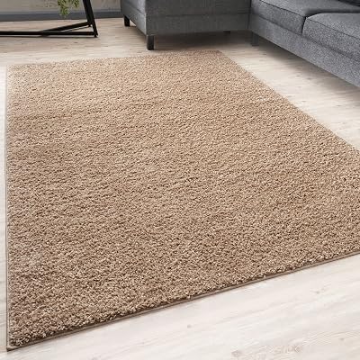 THE RUGS Shaggy Living Room Rug 120x170 cm Beige Polypropylene