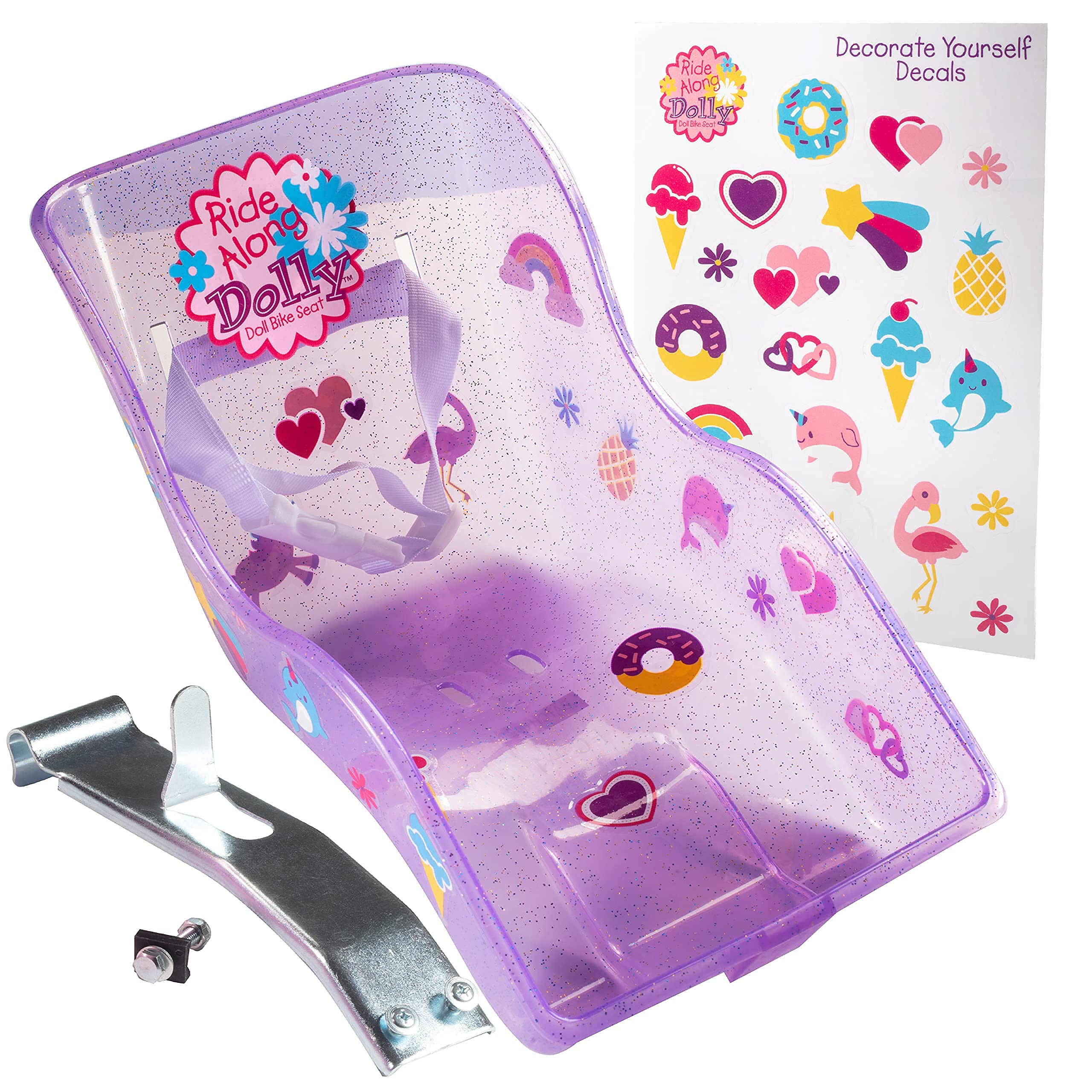 SCS Direct The Original Doll Bicycle Seat (Glitter Purple)-Bike Attachment Accessory for All 18-22