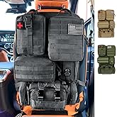 6 Pack Tactical MOLLE Car Seat Back Organizer - Universal Vehicle Storage Bag with 5 Detachable MOLLE Pouches, US Flag Patch