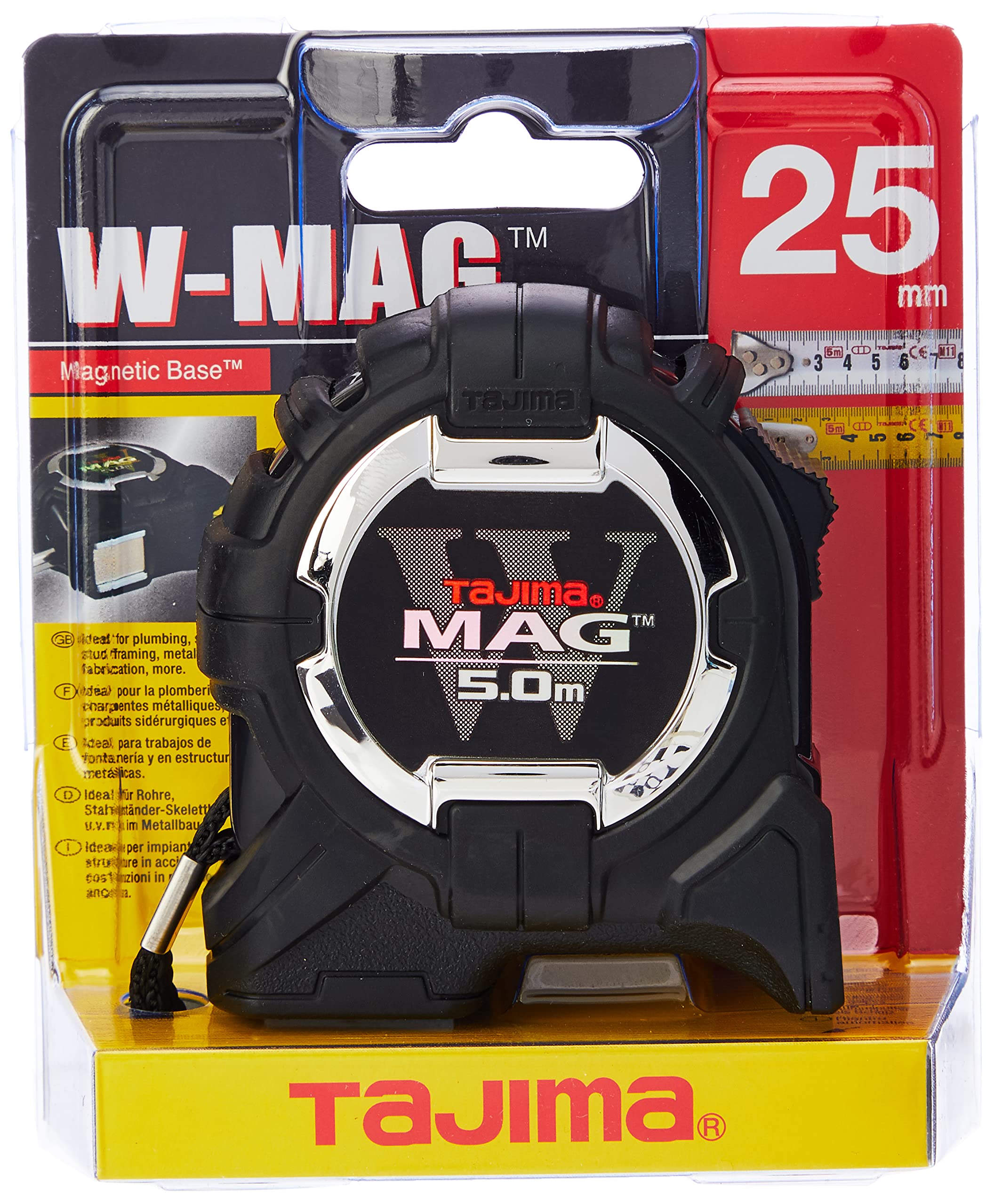 Tajima WM550MR TAGM550MR 5M W-MAG Tape Measure, Black — image 1